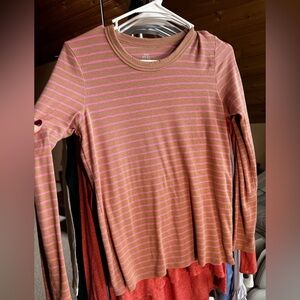 Aerie Real Soft Distressed Striped Long Sleeve